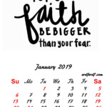 1 January 2019 Inspirational Quotes Pprintable Calendar January