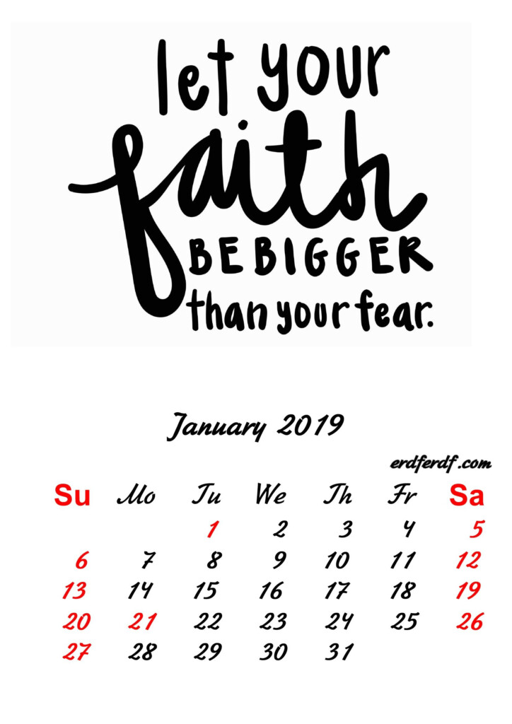 1 January 2019 Inspirational Quotes Pprintable Calendar January 