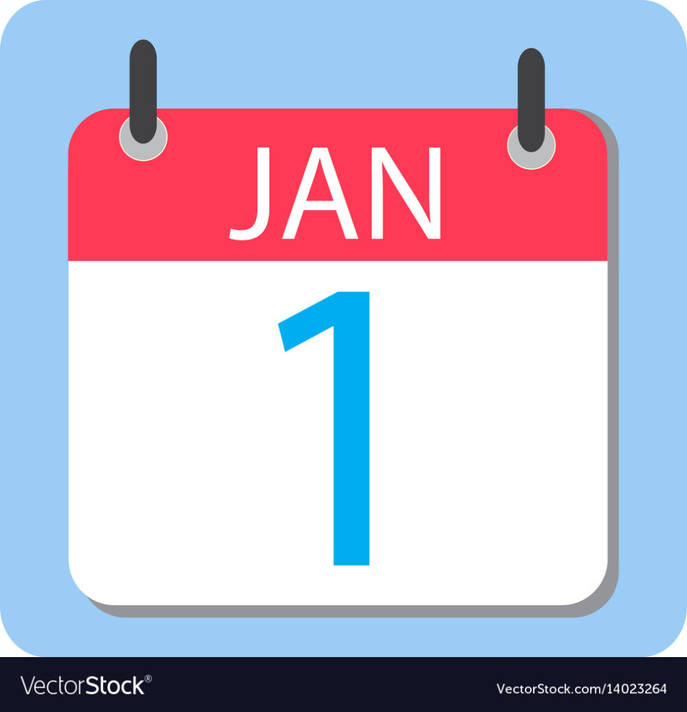 1 January Calendar Red Calendar Icon New Year Vector Image