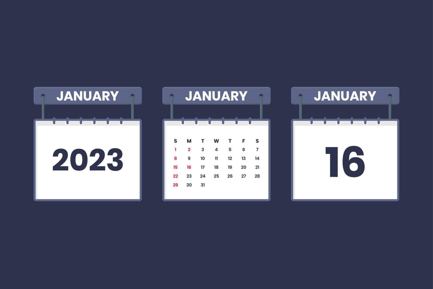 16 January 2023 Calendar Icon For Schedule Appointment Important Date
