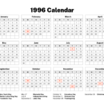1996 Calendar Old Calendars