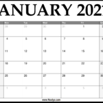 2021 January Calendar Printable Download Free Noolyo