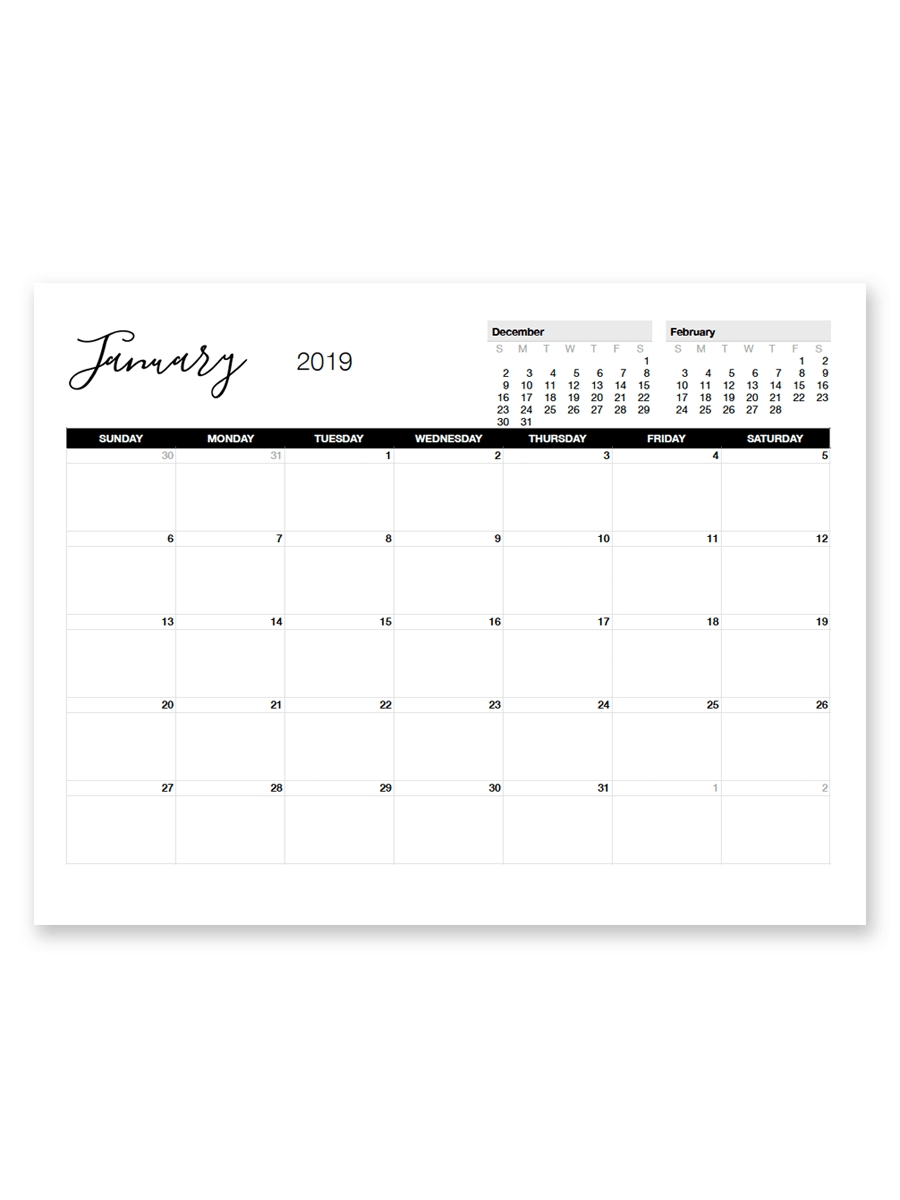 8 5 X 11 Blank Printable Calender Calendar Template Printable