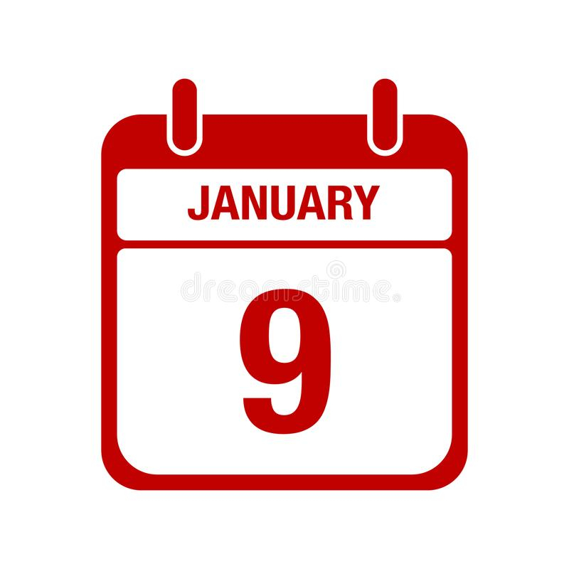 9 January Calendar Red Icon Stock Vector Illustration Of Deadline