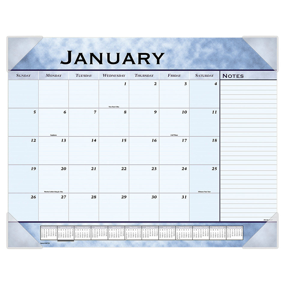 At A Glance 89701 22 X 17 Slate Blue Monthly January 2021 December