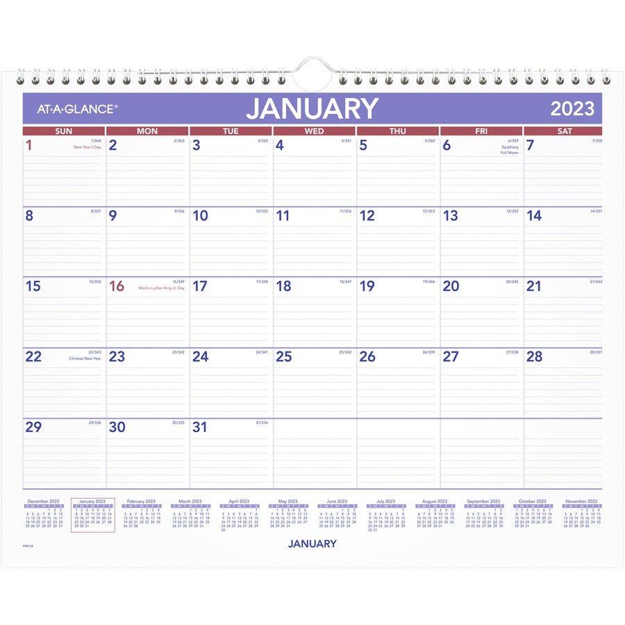 At A Glance Monthly Wall Calendar Julian Dates Monthly 1 Year 