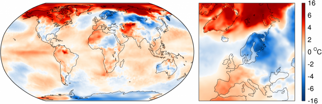 Average Surface Air Temperatures For January 2016 Copernicus