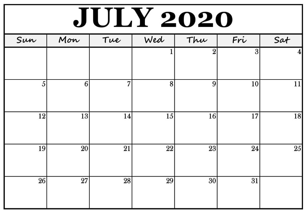 Blank Fillable Monthly Calendar 2020 The Best Printable Calendar 