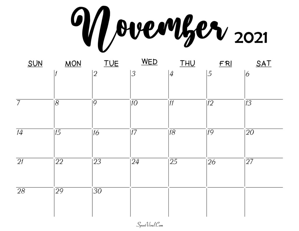 Blank November 2021 Calendar Printable Latest Calendar Printable 