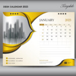 Calendar 2023 Template On Gold Backgrounds Luxurious Concept January 
