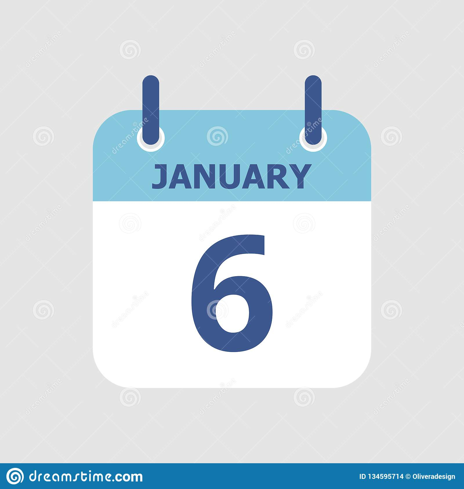 Calendar 6th Of January Stock Vector Illustration Of Annual 134595714