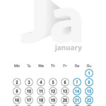 Calendar For January 2023 Blue Circle Design English Language Week 