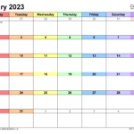 Calendar January 2023 UK With Excel Word And PDF Templates