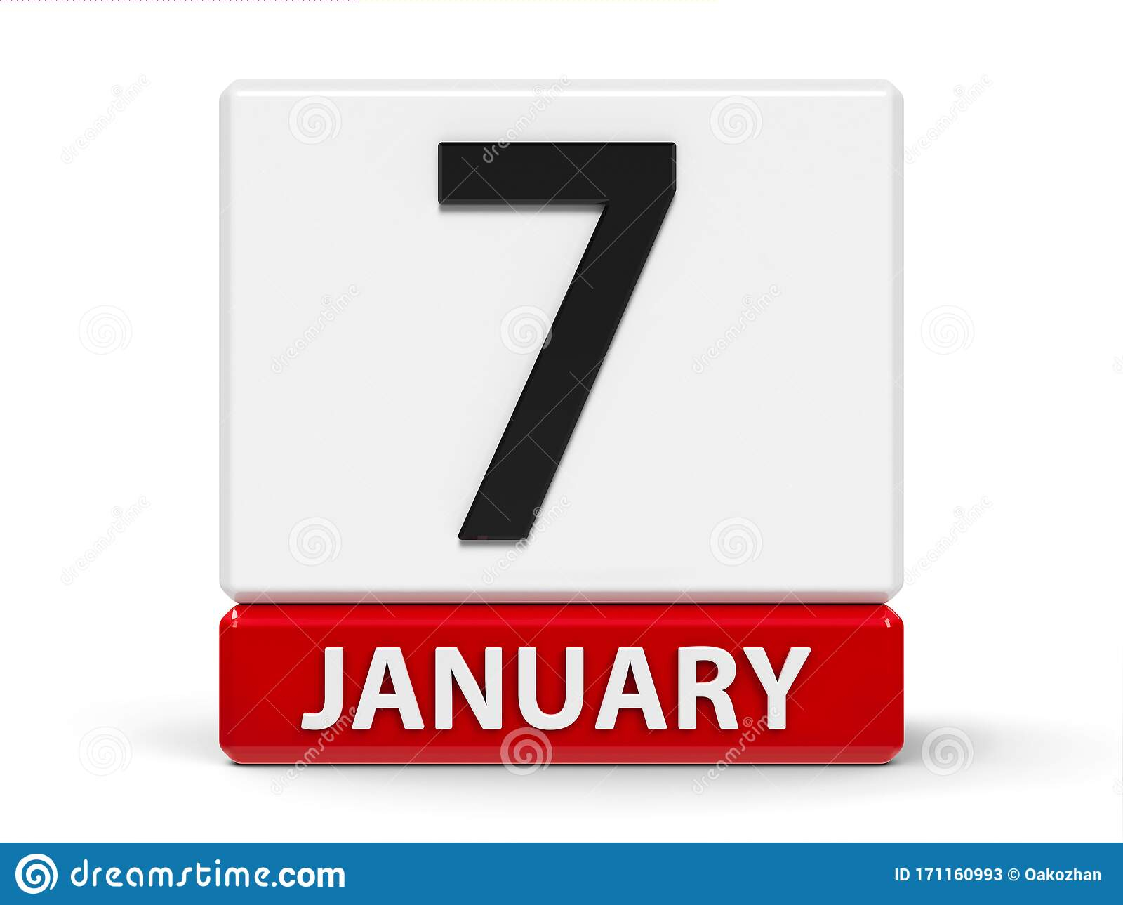 Cubes Calendar 7th January Stock Illustration Illustration Of