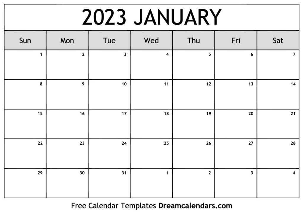 Download Printable January 2023 Calendars