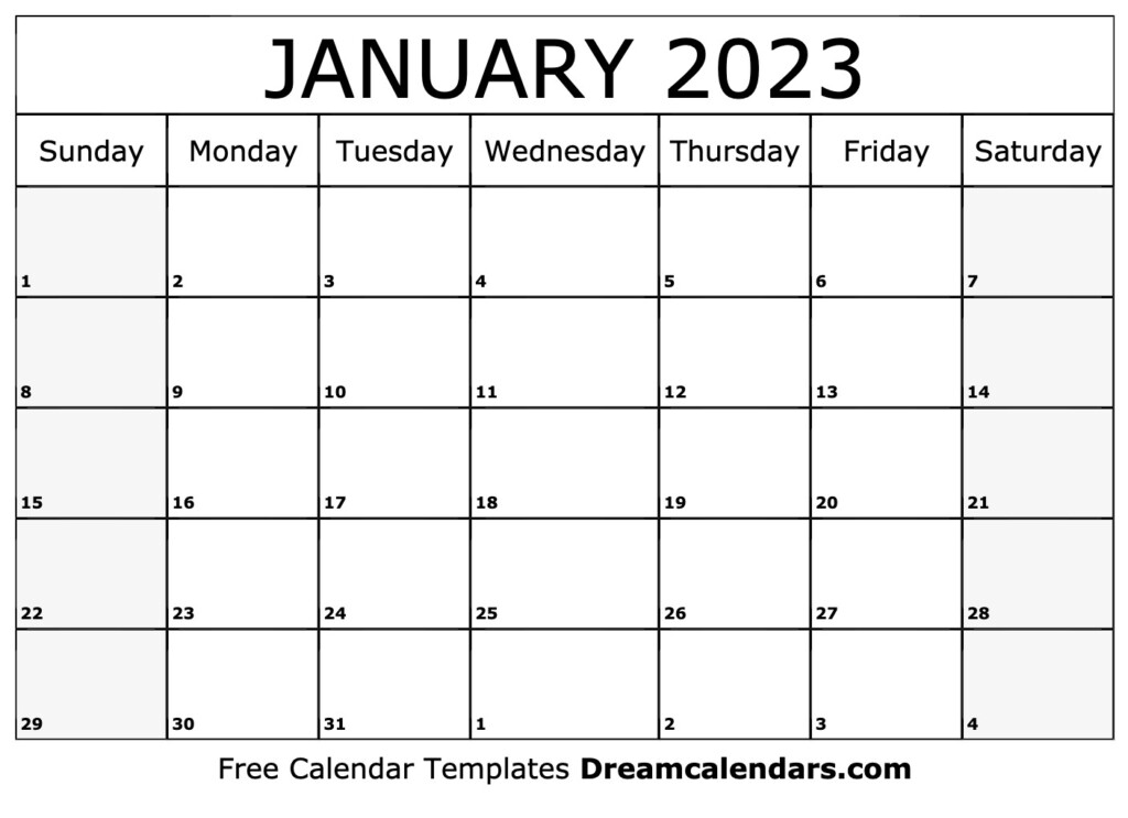 Download Printable January 2023 Calendars