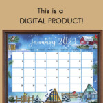 EDITABLE January 2023 Calendar Beautiful Winter In A Village Etsy UK