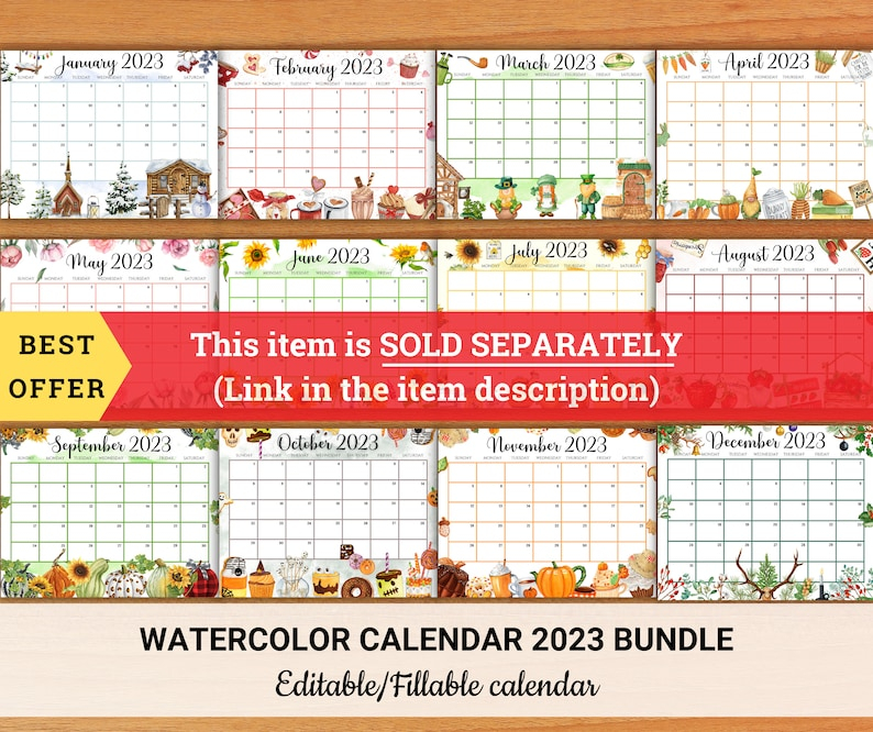 EDITABLE January 2023 Calendar New Year Planner Colorful Etsy Singapore