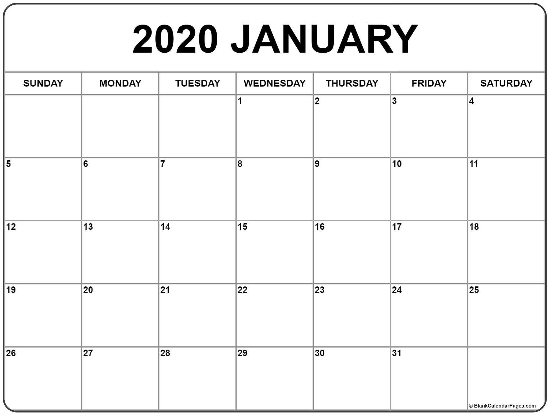 Extraordinary January Month At A Glance Calendar Page In 2020 Free