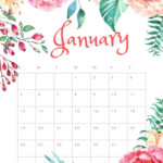 Floral January 2020 Printable Calendar Calendar Printables Printable