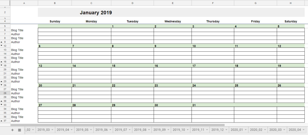 Free 2019 Editorial Calendar In Google Sheets Young Adult Money