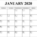 Free Blank January 2020 Calendar Printable PDF Word Excel