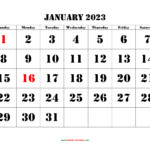Free Download Printable January 2023 Calendar Large Font Design