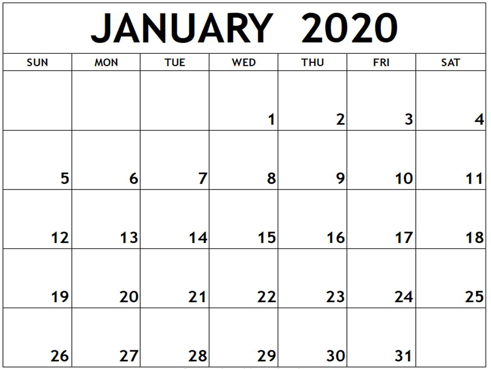 Free Editable January Calendar 2020 Printable Template With Notes
