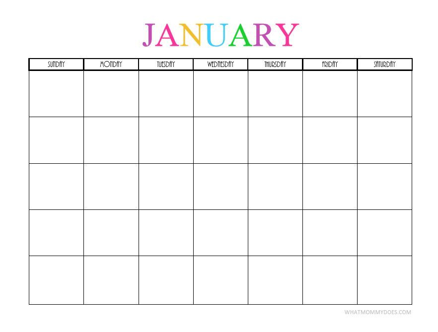 Free Printable Blank Monthly Calendars 2020 2021 2022 2023 