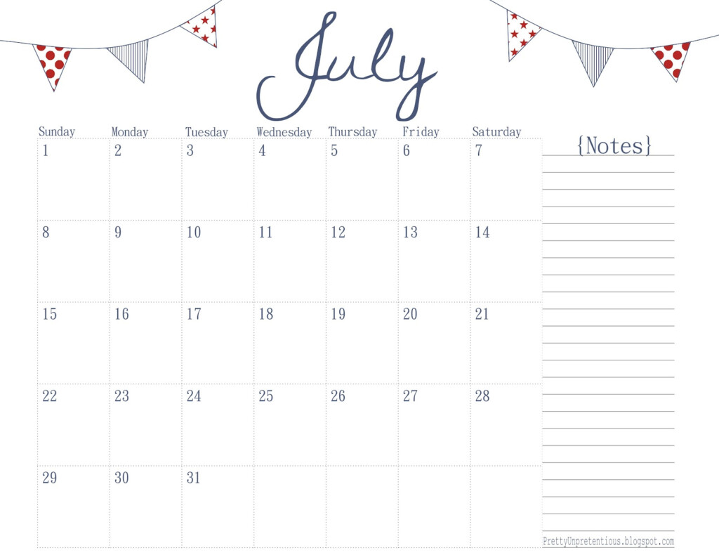 Free Printable Calendar July 2012
