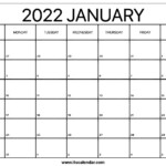 Free Printable January 2022 Calendar