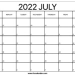 Free Printable July 2022 Calendar