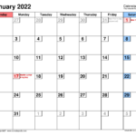 Hebrew English Calendar 2022