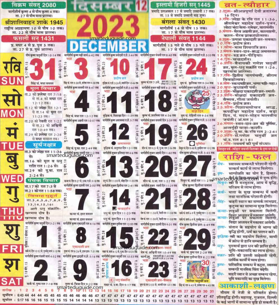 Hindu Calendar 2023 January Month