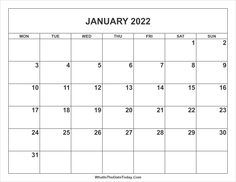 How Many Days In January 2022