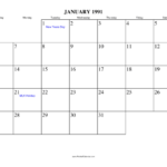 January 1991 Calendar