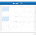 January 2001 Calendar