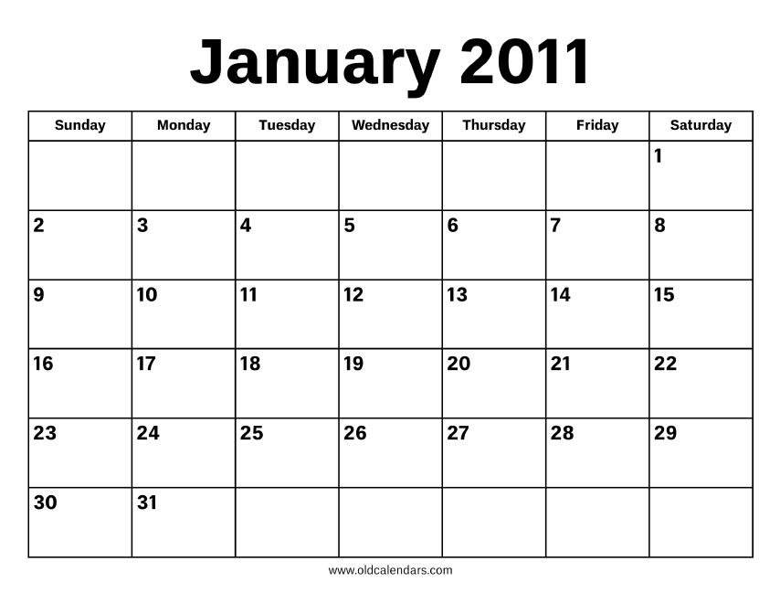 January 2011 Calendar Printable Old Calendars