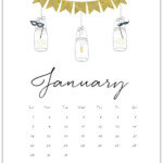 January 2017 Calendar Page Printable Mason Jar Crafts Love Diy