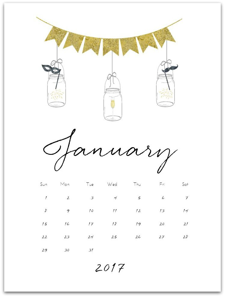 January 2017 Calendar Page Printable Mason Jar Crafts Love Diy 