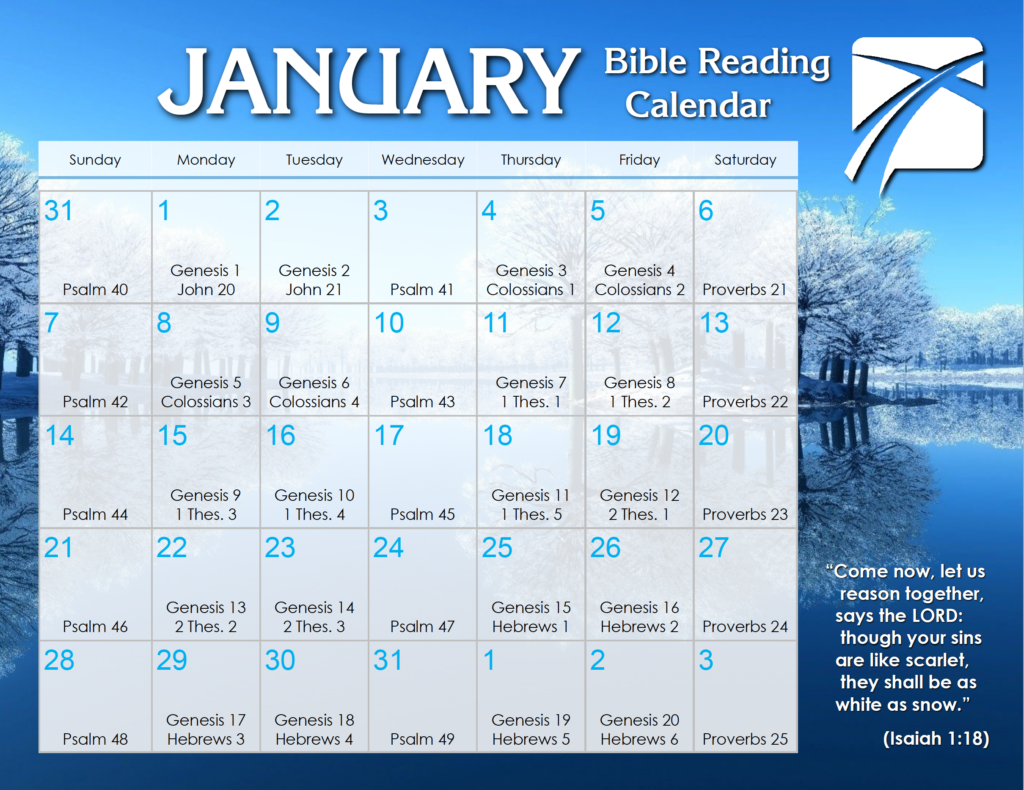 January 2018 Daily Bible Reading Calendar In God s Image