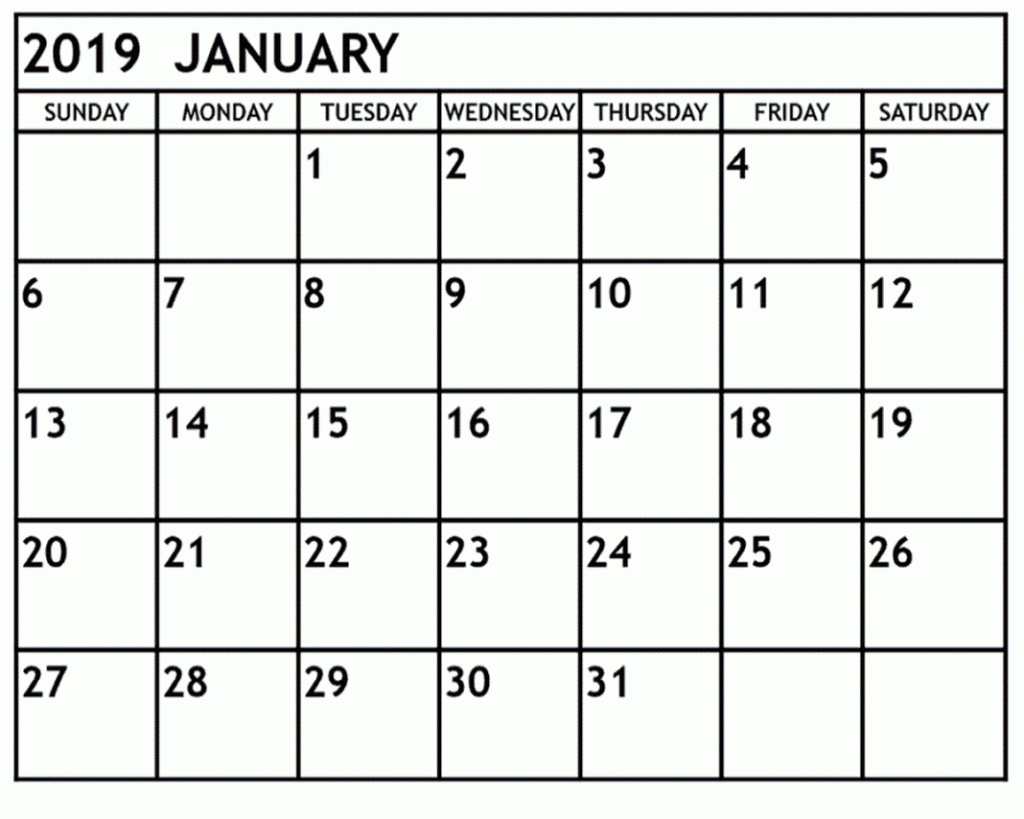 January 2019 Calendar FREE DOWNLOAD Printable Templates Lab