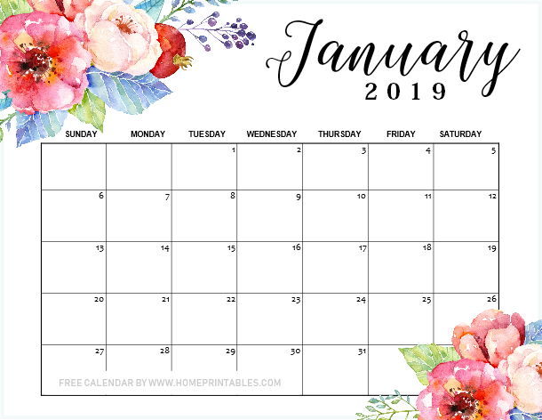 January 2019 Calendar Printable 10 1 Designs For FREE Download 