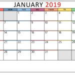 January 2019 Calendar Printable Templates January Calendar Medium