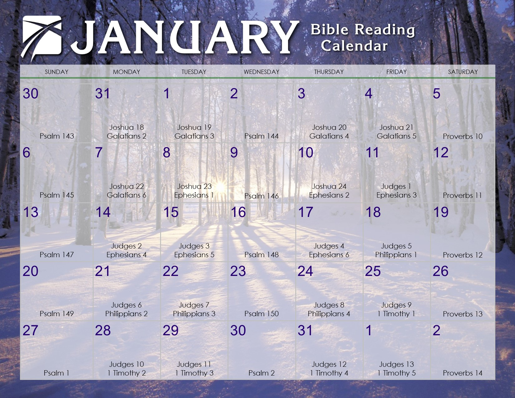 January 2019 Daily Bible Reading Calendar In God s Image