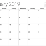 January 2019 Google Sheet Calendar 2019 Calendar Calendar Monthly 