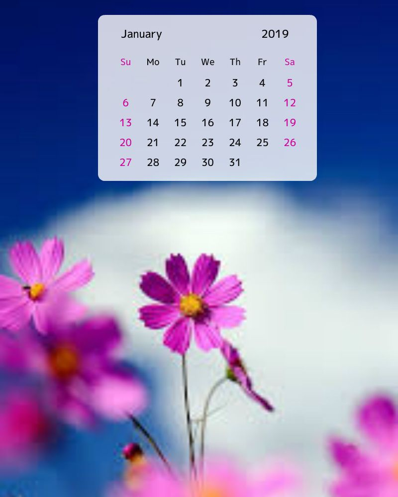 January 2019 Pink Flower Calendar Flower Printable Flower Calendar