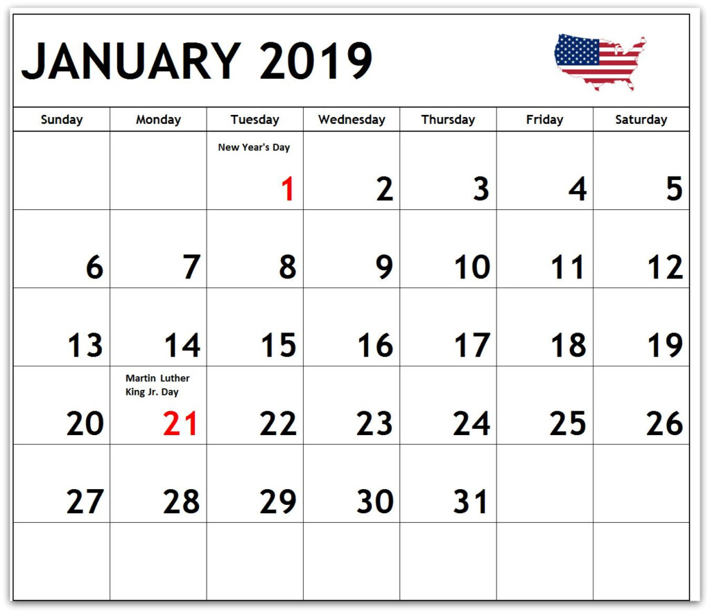 January 2019 Us Holidays Calendar