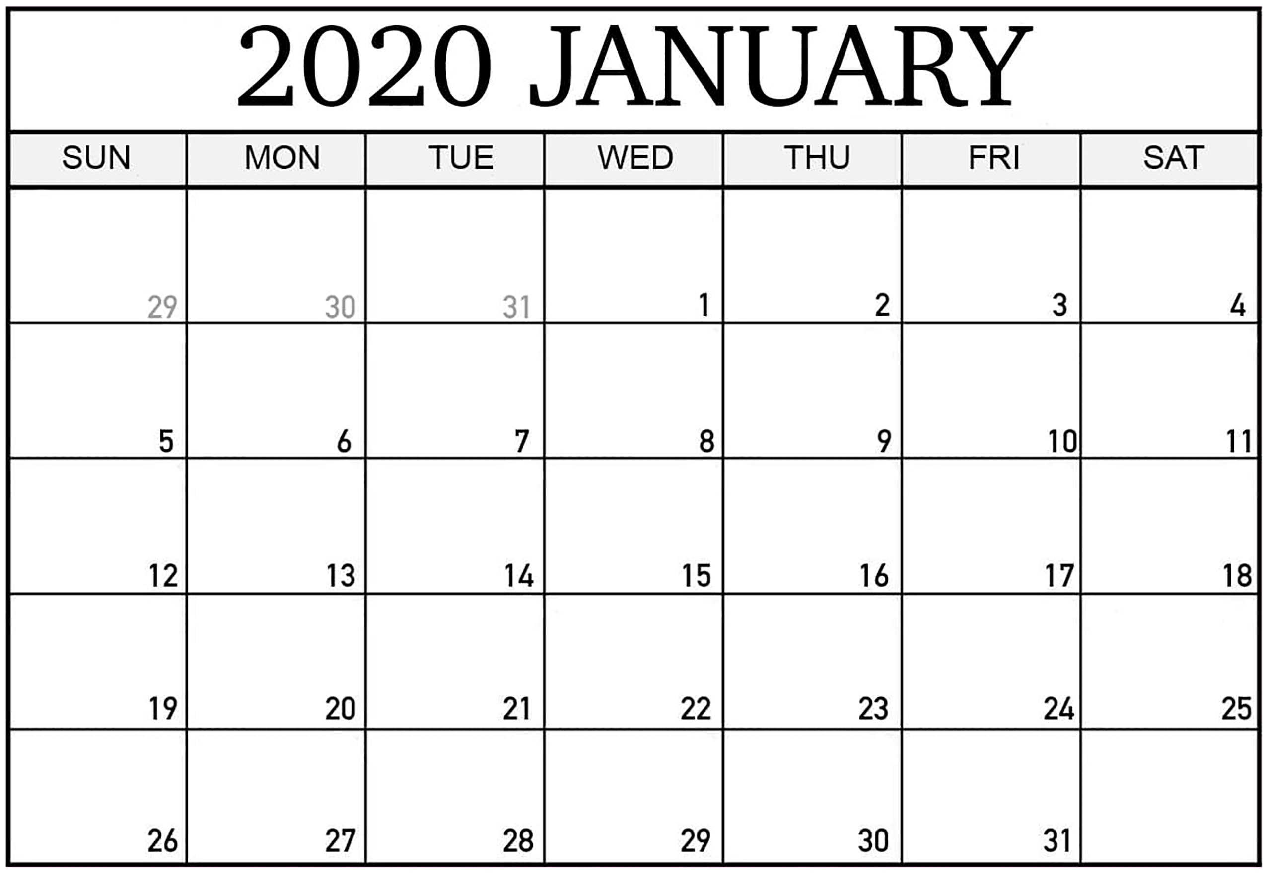 January 2020 Calendar Excel Worksheet january january2020calendar