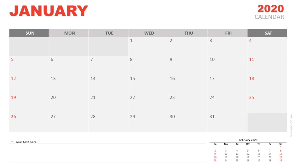 January 2020 Calendar For PowerPoint And Google Slides PresentationGO